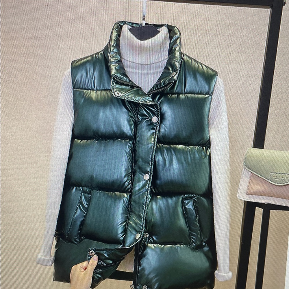 Women's Green Puffer Vest